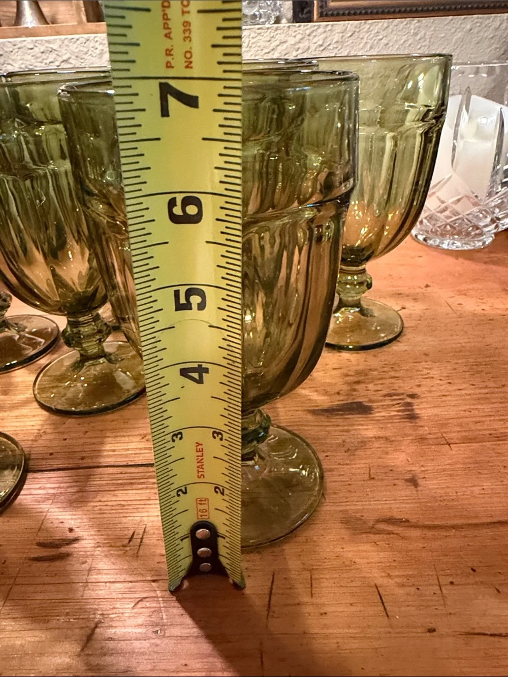 Libbey Olive-Tinted Ribbed Goblets - Set of 4